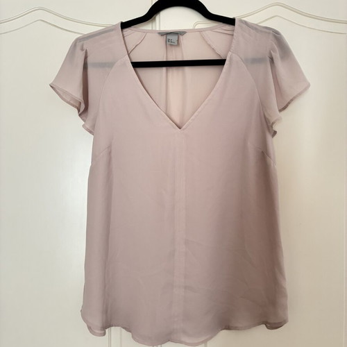 H&M Muted Light Pink Sheer Blouse Top Size S like new