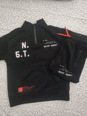 Zara kids tracksuit used, 6 years, 116cm, black with white and orange details
