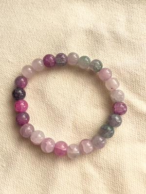 Tourmaline stones bracelet new, summer boho pink elastic band