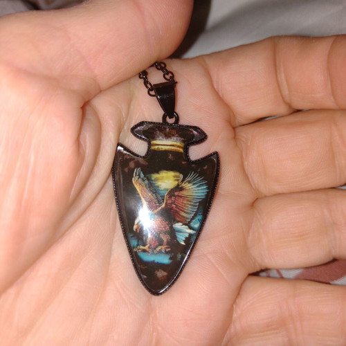 Eagle Necklace new with colorful pendant and black chain