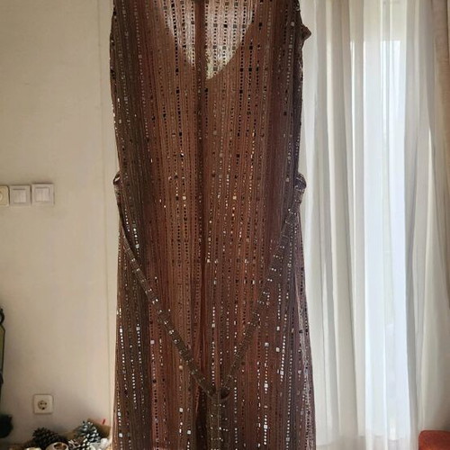 Sequin one-piece jumpsuit like new, beige and pink