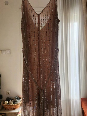 Sequin one-piece jumpsuit like new, beige and pink