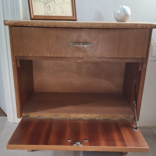 Vintage Wooden Cabinet used with drawer and fold-down compartment