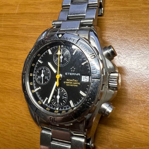 Eterna Kontiki Chronograph watch used, complete set