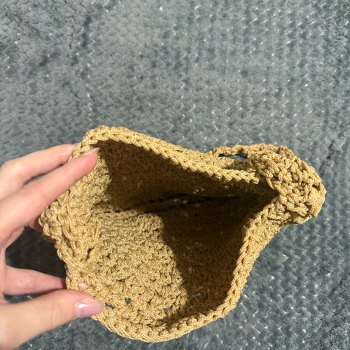 Knitted handmade shoulder bag new, brown