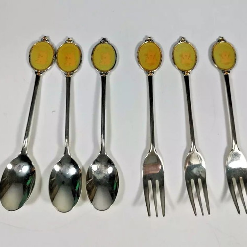 80s Zashikibuta Pig silver-plated spoons and forks Sanrio like new