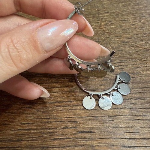 Stainless Steel Hoop Earrings new, silver color