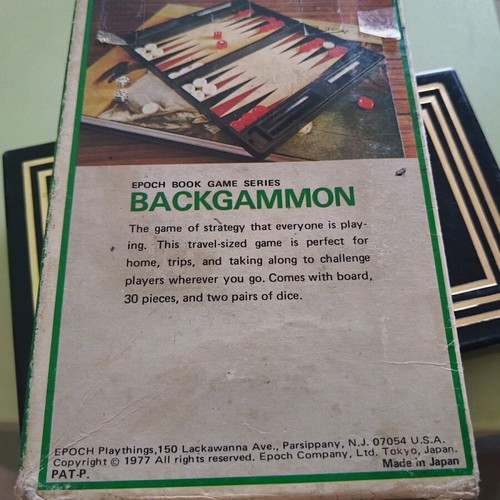 Backgammon travel vintage used, Epoch Book Game Series 1977