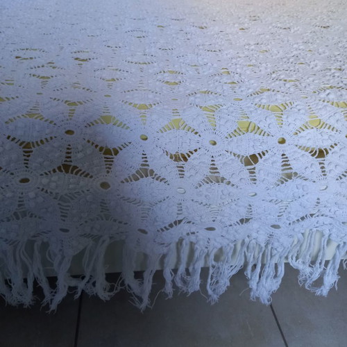 Single knitted summer blanket white handmade new