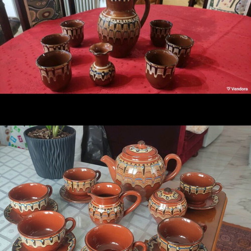Vintage handmade ceramic Troyan serving set like new