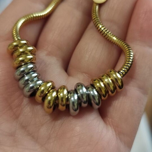 Two-tone necklace and bracelet set made of stainless steel, new