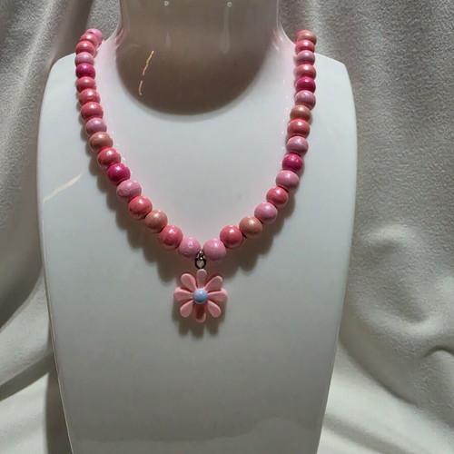 Handmade pink beaded summer necklace new
