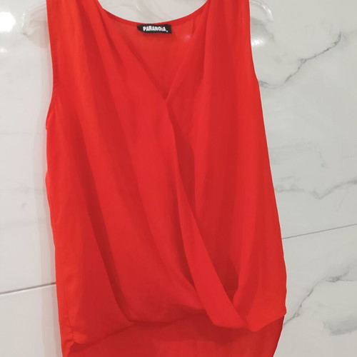 Paranoia sleeveless sheer blouse red color like new, size S