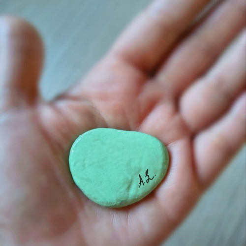 Handpainted decorative painted pebble magnet, new