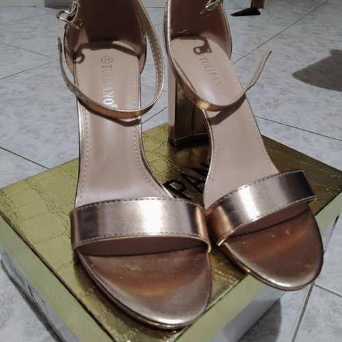 Tulipano rose gold chunky heel sandals size 39 like new