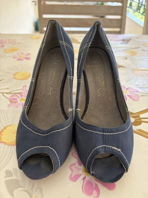 Navy Peep Toe Women's Heels size 37 used, 8 cm heel