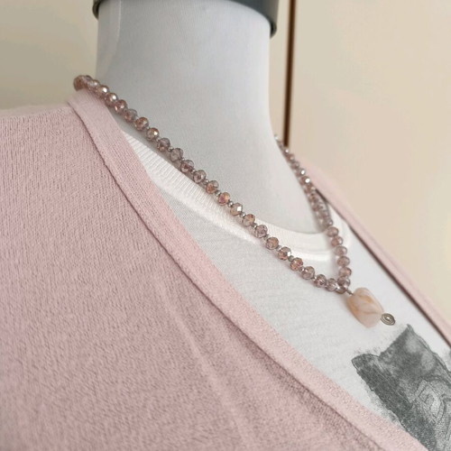 Handmade pink Murano necklace with 925 silver - the cardigan is a gift