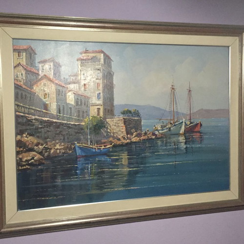 Πίνακας ζωγραφικής Ν. Κρίδερας σαν καινούργιος, ελαιογραφία σε μουσαμά