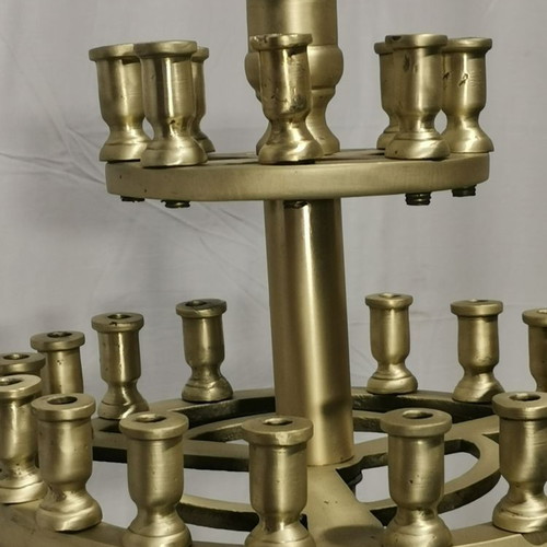 Brass Menorah used, 26 candles, 1950s era
