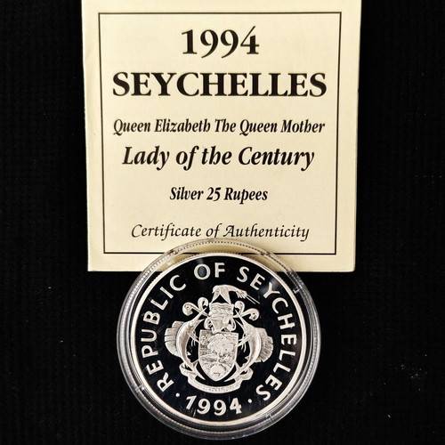 Seychelles 1994 Lady of the Century silver proof coin like new with COA