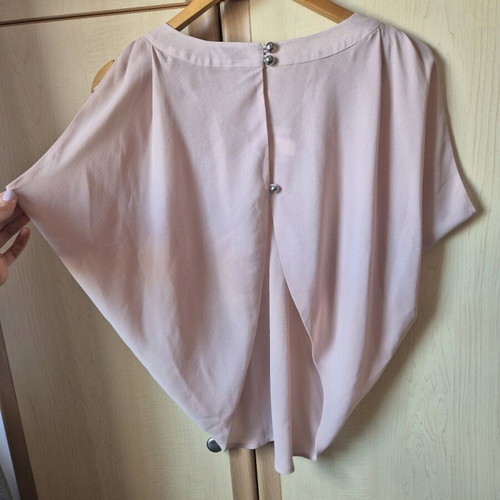 Lipsy London blouse nude pink with pearls and open shoulders, like new