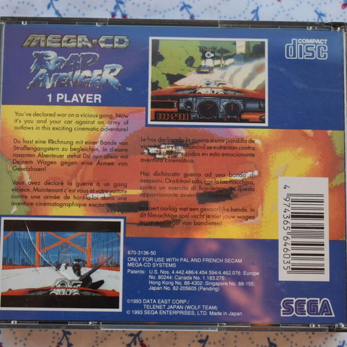 Road Avenger Sega Mega CD mint racing game