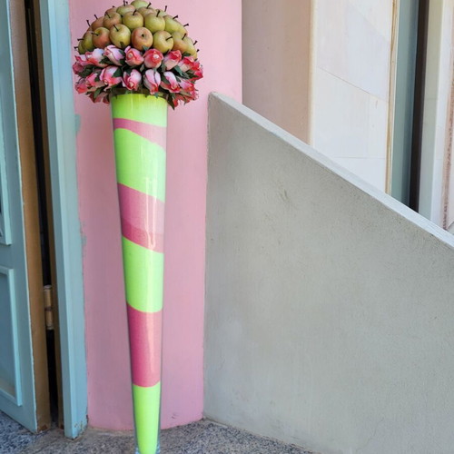 Tall Vases with Artificial Roses and Apples premium centerpieces