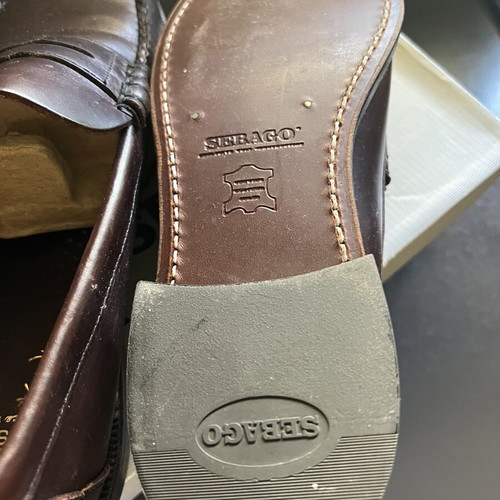 Sebago leather men's moccasin shoes, brown, size 44.5
