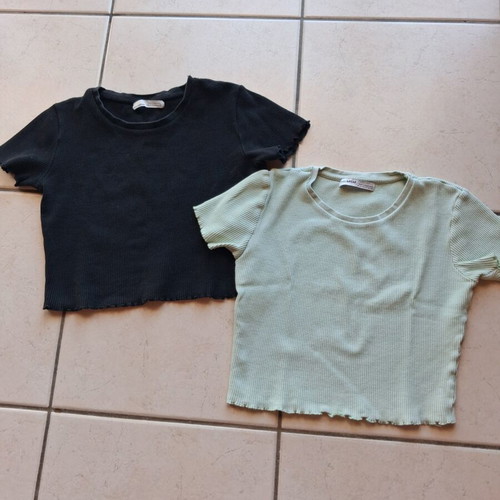 Pull & Bear crop tops used, size M, black and green