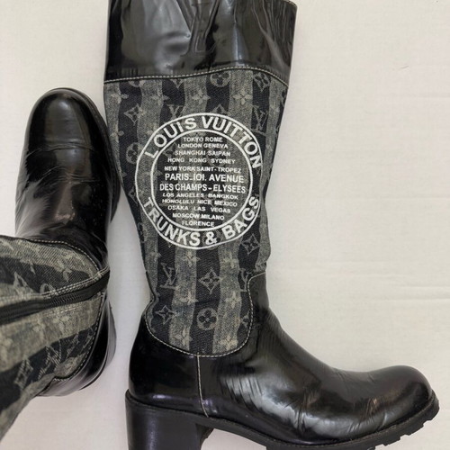 Louis Vuitton boots leather and fabric like new, size 39