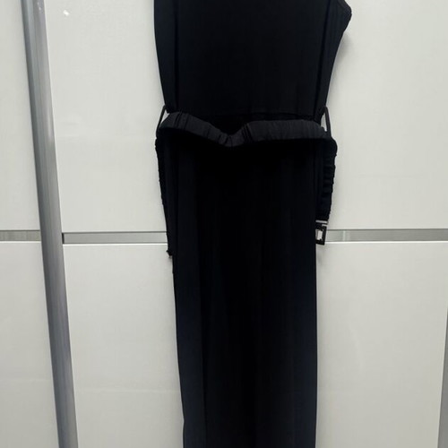 Black midi dress size S with ruching and elastic fabric, like new