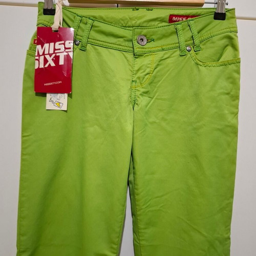 Miss Sixty Y2K Flared Pants New Old Stock Lime Green Size 28