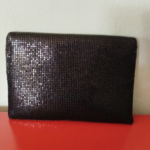 Parfois black evening clutch bag like new with metal mesh