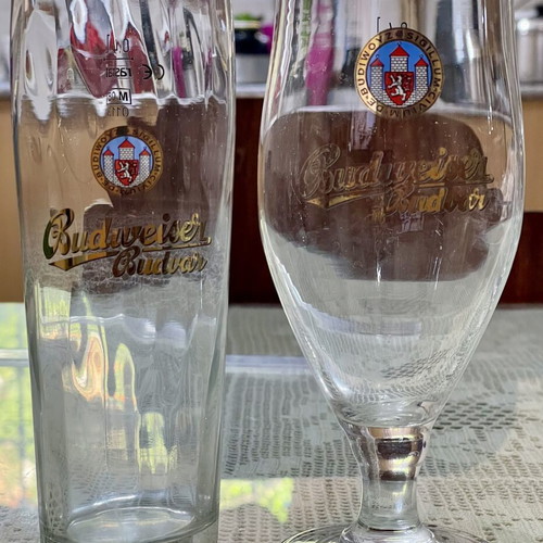 Budweiser Budvar Retro Collectible Glasses Set of 2 0.4L like new