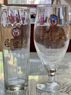 Budweiser Budvar Retro Collectible Glasses Set of 2 0.4L like new