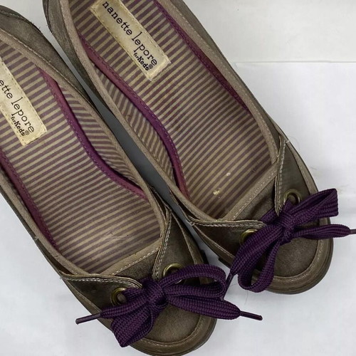 Nanette Lepore for Keds wedge platform shoes used, size US8 EU38.5, gray with purple