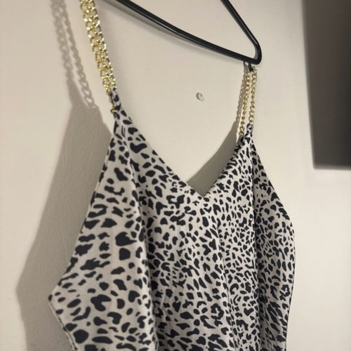 Satin top with chain straps like new