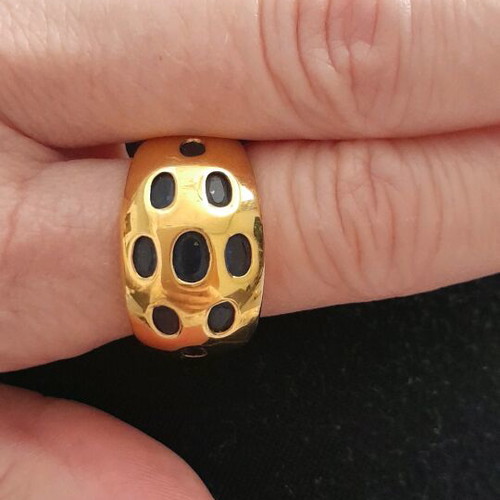 Stainless steel ring new, 19mm, black and gold