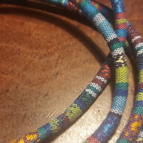 Handmade necklace with fabric, very long 150 cm, multicolor, new
