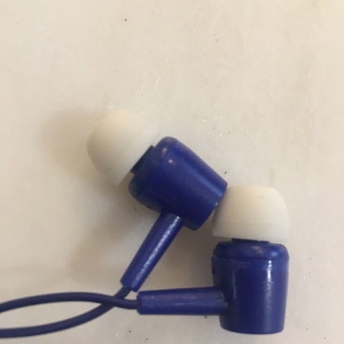 Blue earphones with mini-jack like new, soft synthetic sponge