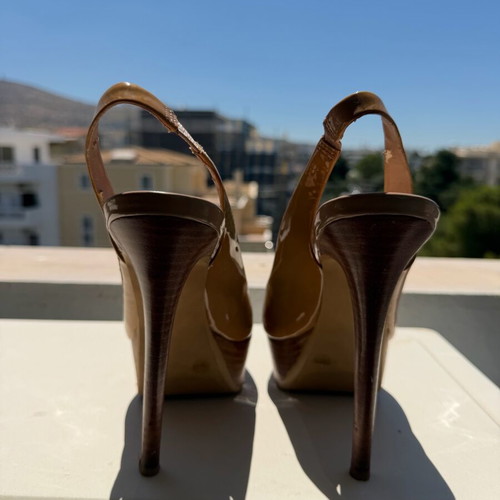 Jessica Simpson nude patent slingback platform heels size 37 used