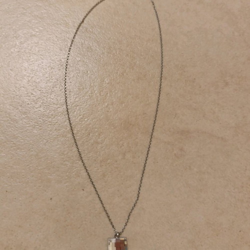 Necklace with square pendant like new, adjustable length