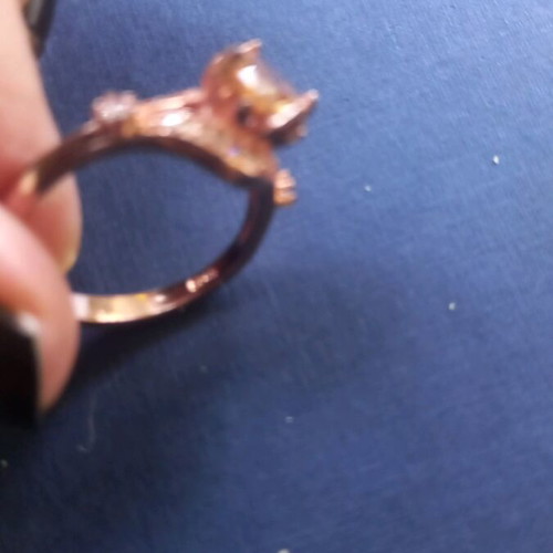 Silver rose gold monoptero ring with zircon stone like new