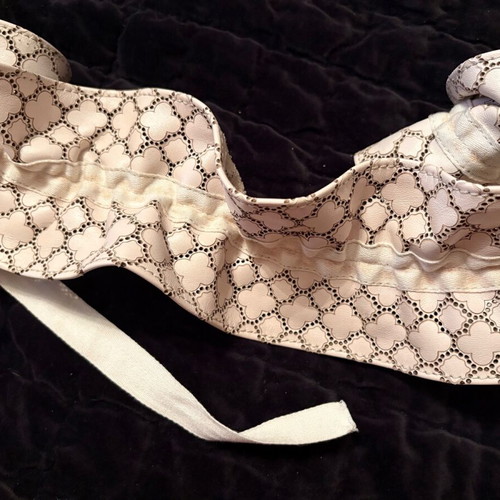 Fornarina ecru leather belt with cotton lace detailing like new