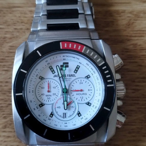 Jacques Farel wristwatch used, silver, with chronograph