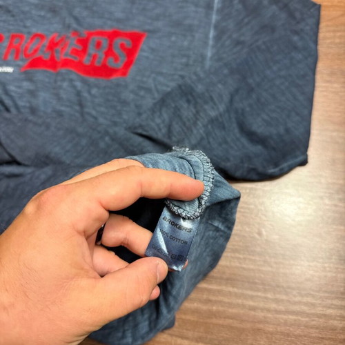Brokers men's long-sleeve shirt S blue with red logo new