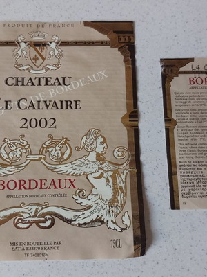 Chateau Le Calvaire Bordeaux 2002 label used