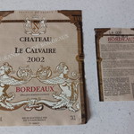 Chateau Le Calvaire Bordeaux 2002 label used