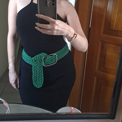 Knitted green belt Boho style free size like new