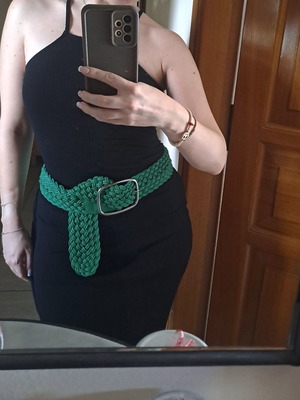 Knitted green belt Boho style free size like new